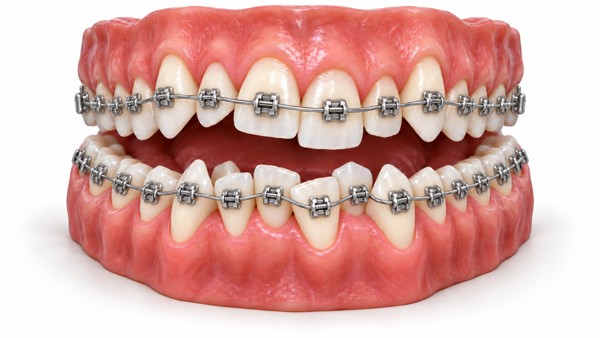 Ilustración 3D: Ortodoncia con brackets