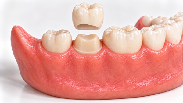 Ilustración 3D: Funda sobre un molar